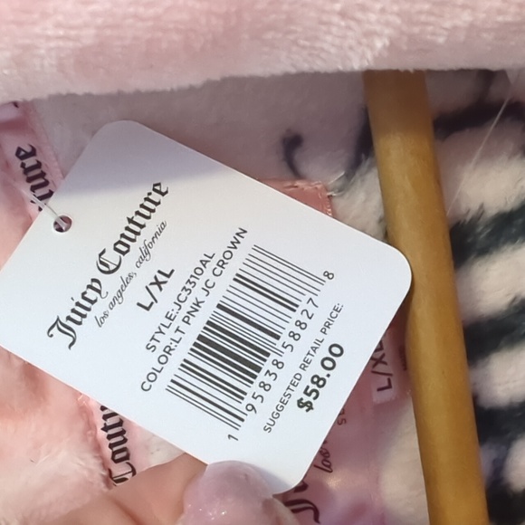 Juicy Couture pink fleece short logo robe large - Picture 6 of 7